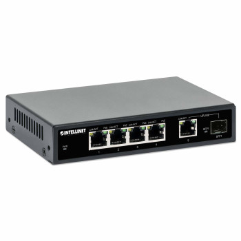 Intellinet 561822 łącza sieciowe Gigabit Ethernet (10 100 1000) Obsługa PoE Czarny