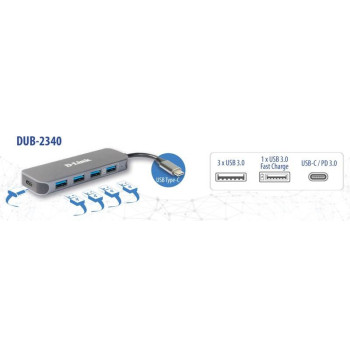D-Link DUB-2340 huby i koncentratory USB Type-C 5000 Mbit s Szary