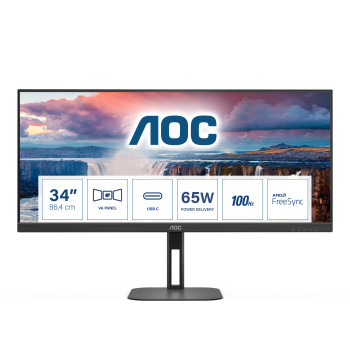 AOC V5 U34V5C BK monitor komputerowy 86,4 cm (34") 3440 x 1440 px UltraWide Quad HD LCD Czarny