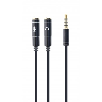 Kabel GEMBIRD CCA-417M (4-Pin, Mini Jack M - 2x Mini Jack F, 0,20m, kolor czarny)