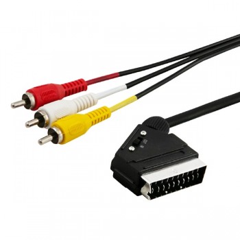 Kabel męski SAVIO CL-133 (SCART M - RCA x 3 M, 2m, kolor czarny)