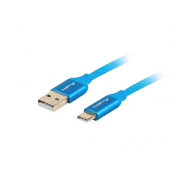 Kabel Lanberg Premium QC 3.0 CA-USBO-22CU-0010-BL (USB 2.0 typu A M - USB typu C M, 1m, kolor niebieski)