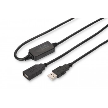 Kabel DIGITUS DA-73101 (USB M - USB F, 15m, kolor czarny)