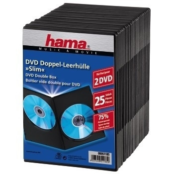Hama DVD Slim Double-Box 25, Black 2 dysków Czarny