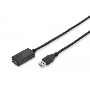 Kabel DIGITUS DA-73104 (USB M - USB F, 5m, kolor czarny)