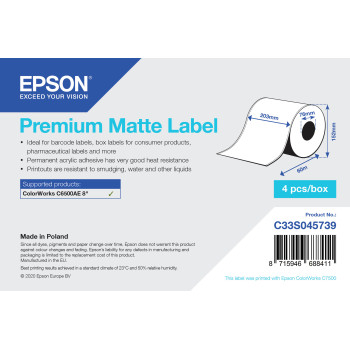 Epson Premium Matte Label - Continuous Roll  203mm x 60m