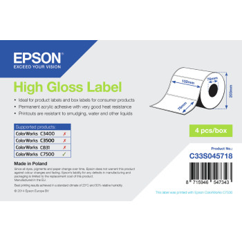 Epson High Gloss Label - Die-cut Roll  102mm x 76mm, 1570 labels