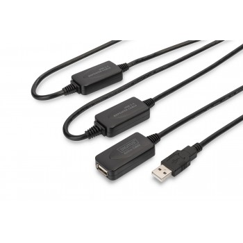 Kabel DIGITUS DA-73103 (USB M - USB F, 25m, kolor czarny)