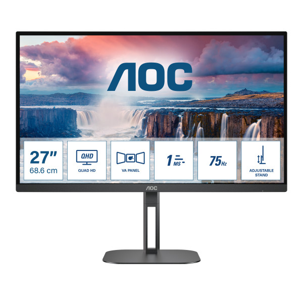 AOC V5 Q27V5N 68,6 cm (27") 2560 x 1440 px Quad HD LED Czarny AOC V5 Q27V5N 68,6 cm (27") 2560 x 1440 px Quad HD LED Czarny
