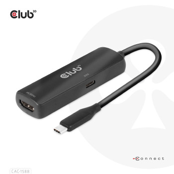 CLUB3D CAC-1588 adapter kablowy 0,17 m USB Type-C HDMI Czarny