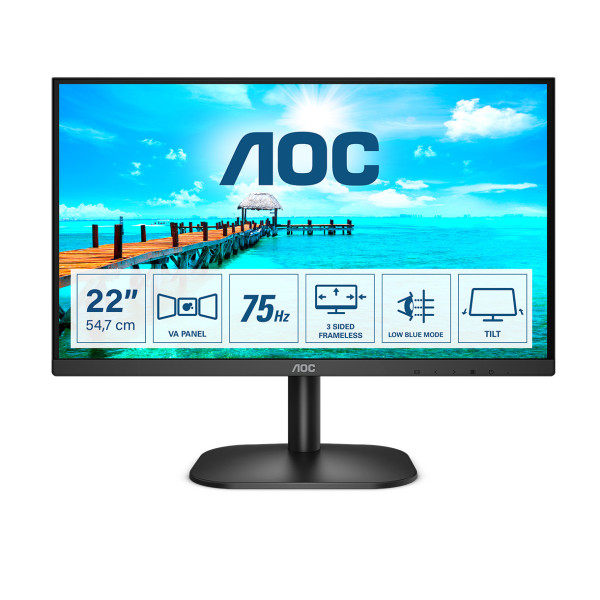 AOC B2 22B2H EU LED display 54,6 cm (21.5") 1920 x 1080 px Full HD Czarny