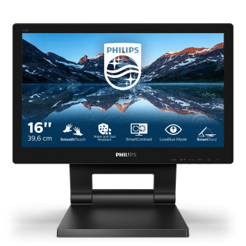 Philips 162B9T 00 monitor komputerowy 39,6 cm (15.6") 1366 x 768 px HD LCD Ekran dotykowy Czarny