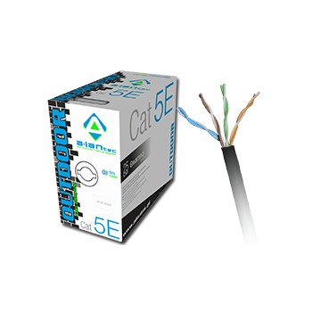 Kabel sieciowy A-LAN drut, zewnętrzny suchy, 100% miedź KIU5OUTS305 (UTP, 305m, kat. 5e, kolor czarny)