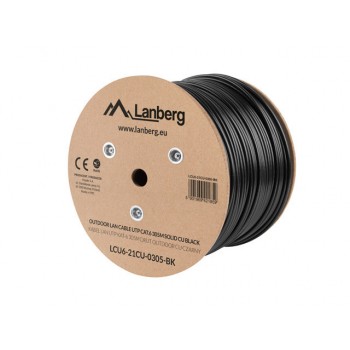 Kabel sieciowy zewnętrzne Lanberg LCU6-21CU-0305-BK (UTP, 305m, kat. 6, kolor czarny)