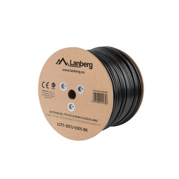 Kabel FTP Lanberg LCF5-30CU-0305-BK (F/UTP, RJ45 - F/UTP, RJ45 , FTP, 305m, kat. 5e, kolor czarny) Kabel FTP Lanberg LCF5-30CU-0305-BK (F/UTP, RJ45 - F/UTP, RJ45 , FTP, 305m, kat. 5e, kolor czarny)
