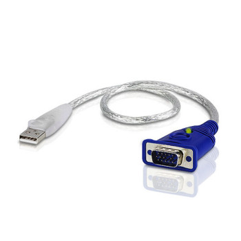 ATEN 2A-130G adapter kablowy 0,35 m USB Typu-A VGA (D-Sub) Niebieski, Srebrny