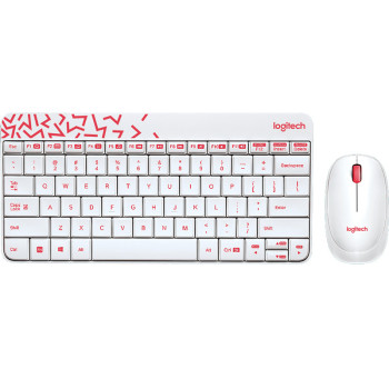 Logitech MK240 Nano Wireless Keyboard and Mouse Combo klawiatura Dołączona myszka RF Wireless Rosyjski Biały, Czerwony