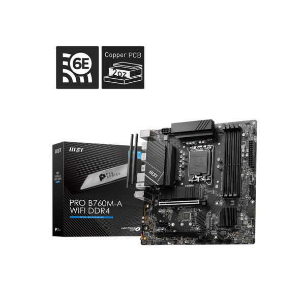 MSI PRO B760M-A WIFI DDR4 płyta główna Intel B760 LGA 1700 micro ATX MSI PRO B760M-A WIFI DDR4 płyta główna Intel B760 LGA 1700 micro ATX
