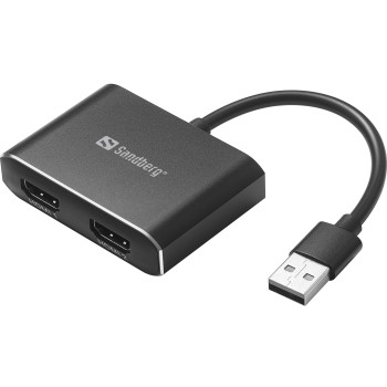 Sandberg 134-35 adapter kablowy USB Typu-A 2 x HDMI Czarny