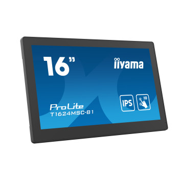 iiyama T1624MSC-B1 signage display Interaktywny płaski panel 39,6 cm (15.6") LCD 450 cd m² Full HD Czarny Ekran dotykowy 24 7