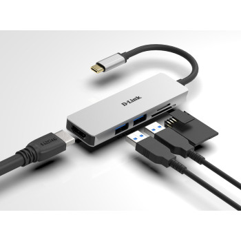 D-Link DUB-M530 stacja dokująca Przewodowa USB 3.2 Gen 1 (3.1 Gen 1) Type-C Aluminium, Czarny