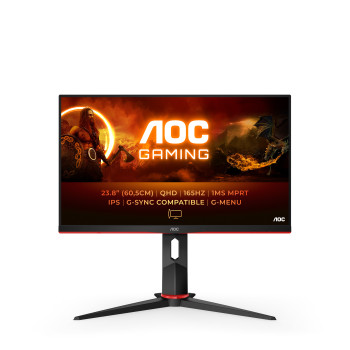AOC G2 Q24G2A BK monitor komputerowy 60,5 cm (23.8") 2560 x 1440 px Czarny, Czerwony