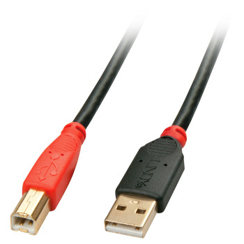 Lindy 42762 kabel USB 15 m USB 2.0 USB A USB B Czarny, Czerwony