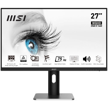 MSI PRO MP273QP monitor komputerowy 68,6 cm (27") 2560 x 1440 px Wide Quad HD LED Czarny, Srebrny