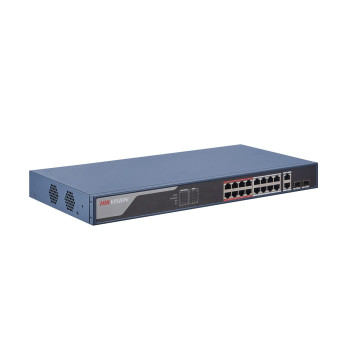 Hikvision Digital Technology DS-3E1318P-EI łącza sieciowe Fast Ethernet (10 100) Obsługa PoE Niebieski
