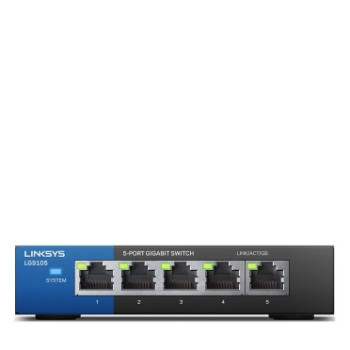 Linksys LGS105 Nie zarządzany Gigabit Ethernet (10 100 1000) Czarny, Niebieski
