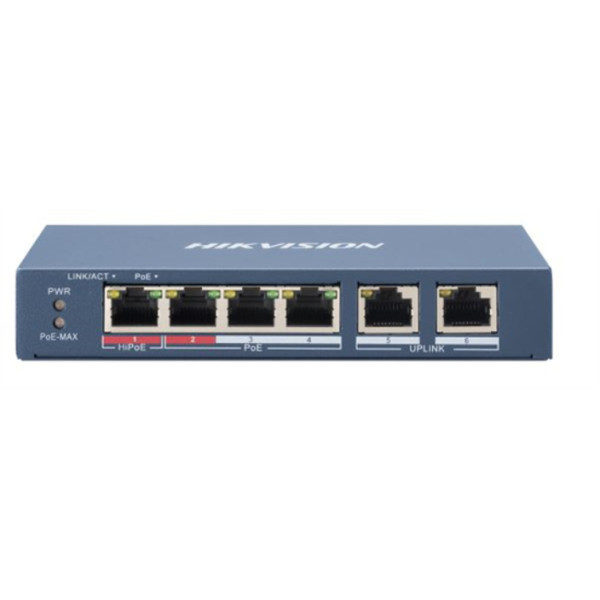 Hikvision Digital Technology DS-3E0106HP-E łącza sieciowe Nie zarządzany Fast Ethernet (10 100) Obsługa PoE Niebieski Hikvision Digital Technology DS-3E0106HP-E łącza sieciowe Nie zarządzany Fast Ethernet (10 100) Obsługa PoE Niebieski