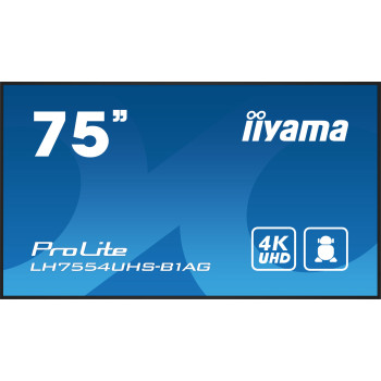 iiyama LH7554UHS-B1AG signage display Płaski panel Digital Signage 190,5 cm (75") LCD Wi-Fi 500 cd m² 4K Ultra HD Czarny