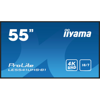iiyama LE5541UHS-B1 signage display Płaski panel Digital Signage 138,7 cm (54.6") LCD 350 cd m² 4K Ultra HD Czarny 18 7