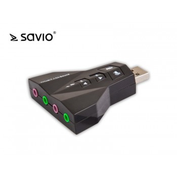 SAVIO AK-08 Karta muzyczna USB 7w1, dźwięk Virtual 7.1CH, Plug & Play, blister