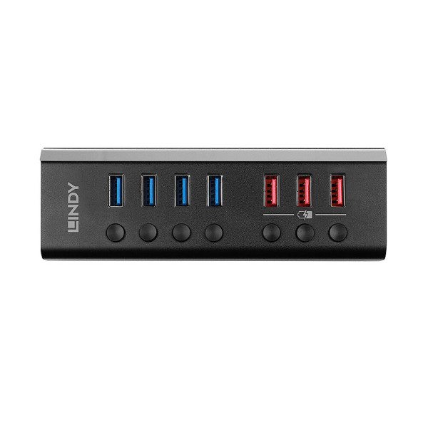 Lindy 4 Port USB 3.0 Hub with 3 Quick Charge 3.0 Ports USB 3.2 Gen 1 (3.1 Gen 1) Type-B 5000 Mbit s Czarny Lindy 4 Port USB 3.0 Hub with 3 Quick Charge 3.0 Ports USB 3.2 Gen 1 (3.1 Gen 1) Type-B 5000 Mbit s Czarny