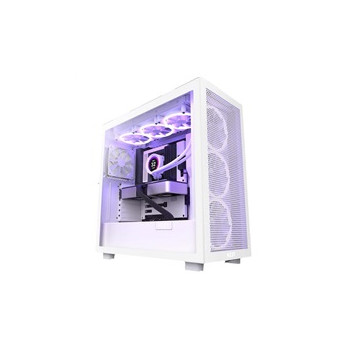 NZXT skříň H7 Flow RGB edition / ATX / 3x 140 mm fan / USB-C / 2x USB / prosklená bočnice / mesh panel / RGB / bílá