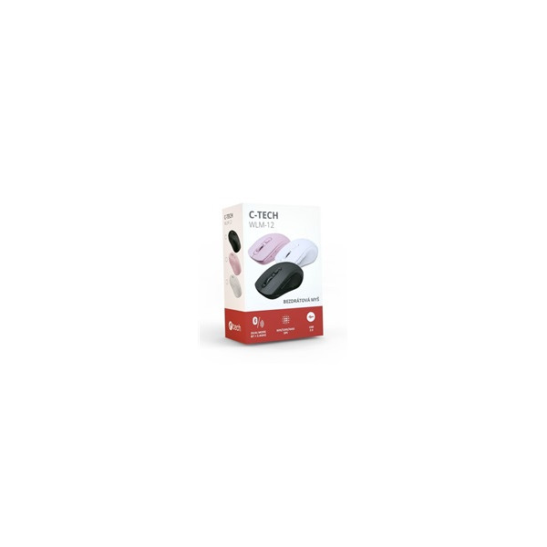 C-TECH myš Dual mode, bezdrátová, 1600DPI, 6 tlačítek, růžová, USB nano receiver C-TECH myš Dual mode, bezdrátová, 1600DPI, 6 tlačítek, růžová, USB nano receiver