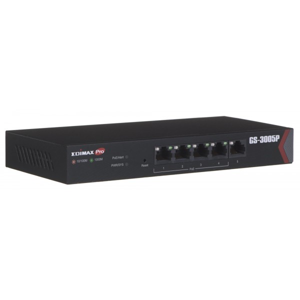 Switch EDIMAX GS-3005P (Long Range 5-Port Gigabit Web Managed 4x PoE+) Switch EDIMAX GS-3005P (Long Range 5-Port Gigabit Web Managed 4x PoE+)