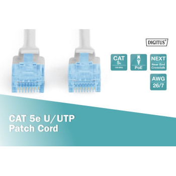 Patch cord kat.5e UTP, CU, AWG 26/7 0,5m Szary