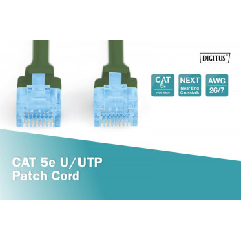 Patch cord U/UTP kat.5e PVC 2m Zielony
