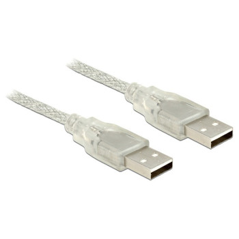 Kabel USB-A - USB-A M/M 3m 2.0 Przezroczysty