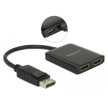 Splitter video DisplayPort 1.2 - 2x HDMI 4K na kablu 25cm