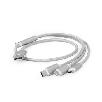 Kabel USB 3w1 do ładowania/1m/srebrny