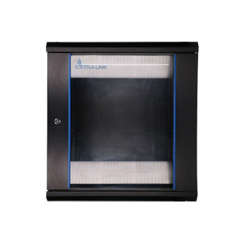 Szafka wisząca rack 12U 600x450 czarna szklane drzwi
