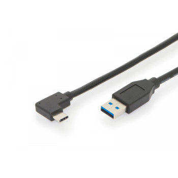 Kabel połączeniowy USB 3.1 Gen.2 SuperSpeed+ 10Gbps Typ-C 90°/USB A M/M, PD kątowy 1m Czarny
