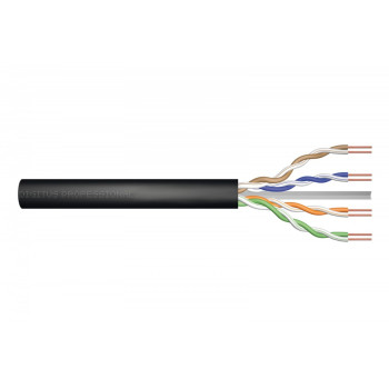 Kabel teleinformatyczny instalacyjny zewnętrzny żelowany kat.6, U/UTP, Fca, drut, AWG 23/1, PE, 305m, czarny, szpula