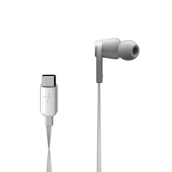 Belkin ROCKSTAR Słuchawki Przewodowa Douszny Połączenia muzyka USB Type-C Biały