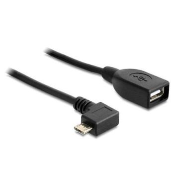 Kabel USB MICRO(M) kątowy prawo - USB-A(F) 2.0 0.5M OTG czarny