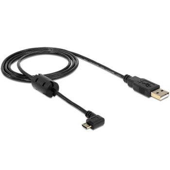 Kabel USB MICRO(M) kątowy 270" prawo - USB-A(M) 2.0 1M CZARNY FERRYT