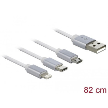 Kabel 3IN1 USB-A(M) - LIGHTNING(M)+MICRO-B(M)+USB-C(M) 2.0
